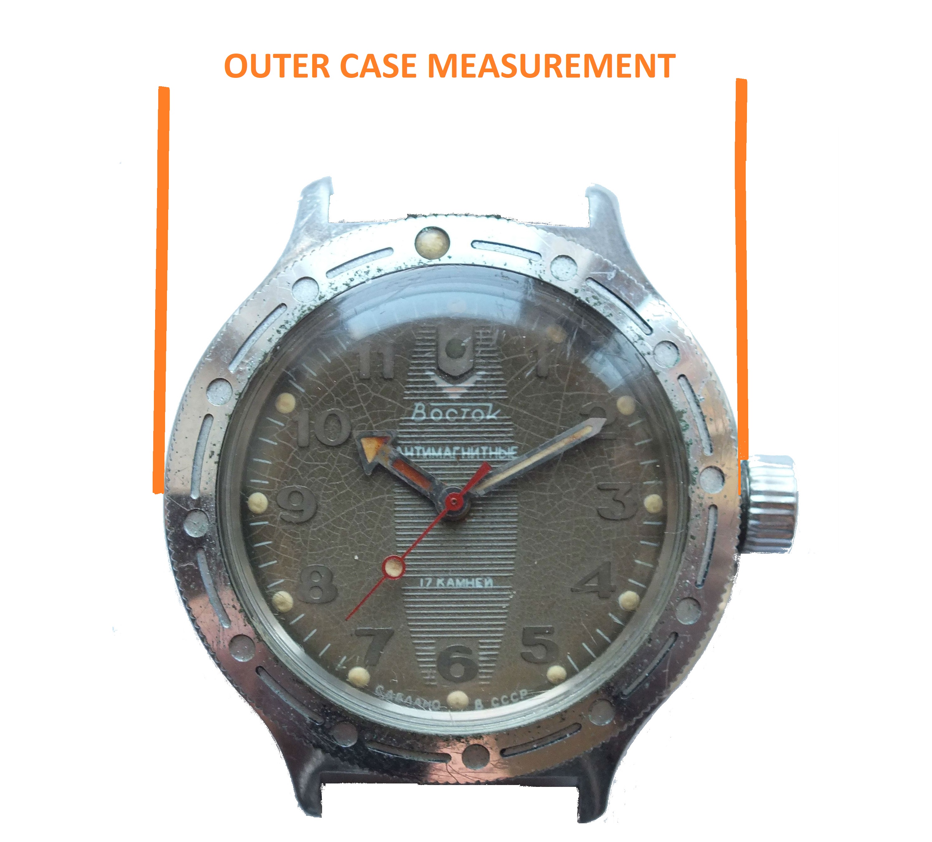 how to measure outercase of watch