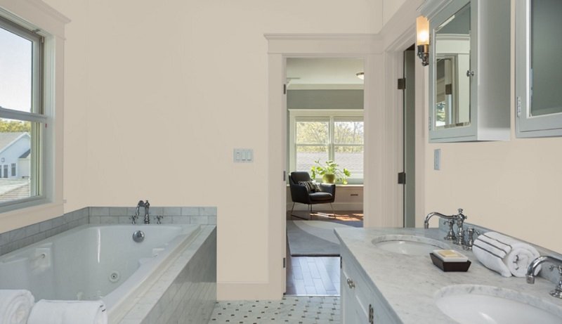 accessible beige bathroom