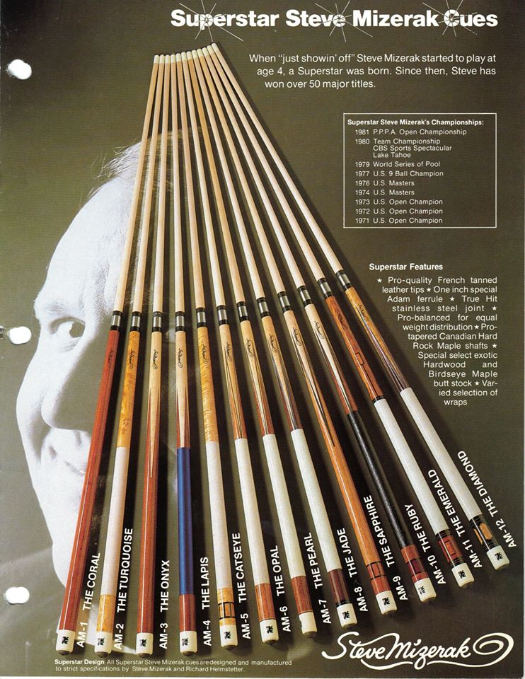 Steve Mizrak Adam pool cues