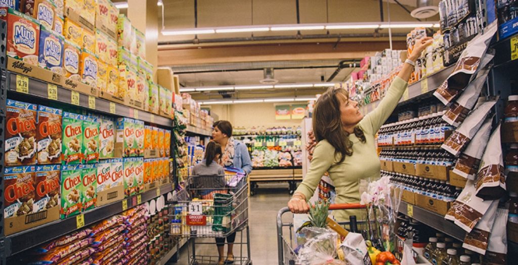 grocery store supermarket shrinkflation grocery store security smart shopping cart