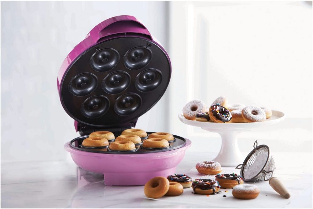 Electric Non-Stick Surface Makes 7 Small Doughnuts Decorate or Ice Your Own for Kid Friendly Dessert or Snack The Unique Gift or Baking Activity for Kids & Adults CucinaPro Mini Donut Maker 