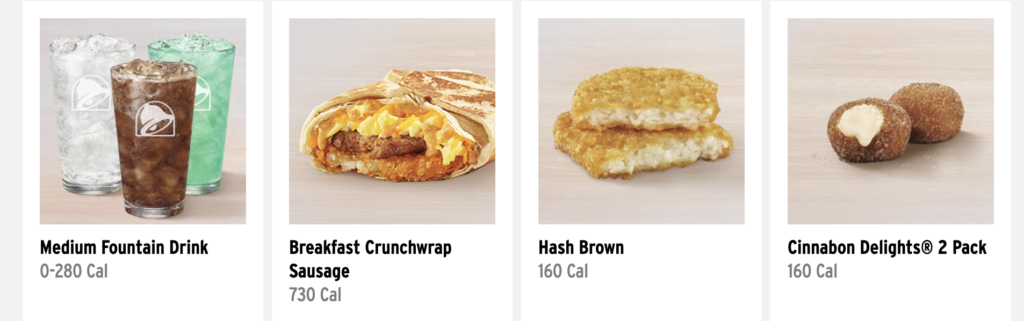 Taco Bell Breakfast Menu Box